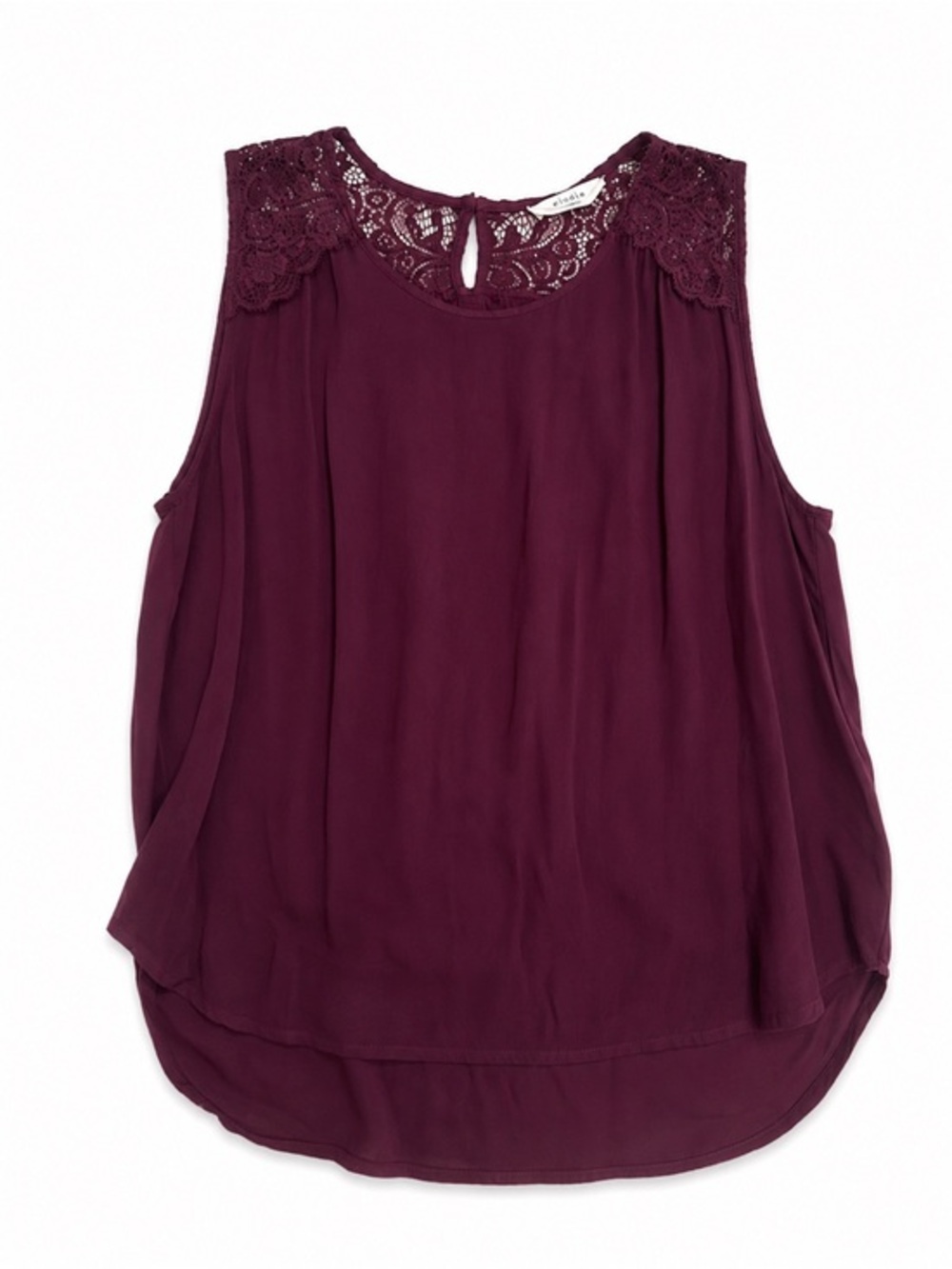 Elodie Medium Lace-Shoulder Sleeveless Top Plum Flowy Tank
